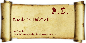 Mazák Dézi névjegykártya